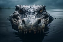 The Alligator Floating In The Water Balanced Symmetry Expressive Facial Features Contrast-focused Photos
