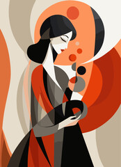 Wall Mural - Woman retro illustration flat vector design