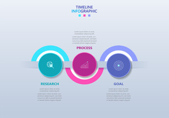 Aufkleber - Infographic template for business. Modern Timeline infograph with 3 steps.
