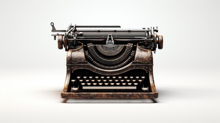 Fototapete - model of a vintage typewriter on a white backdrop AI generated illustration