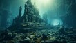 rendering of an ancient sunken city under the sea AI generated illustration