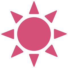 Sun red icon on white background.