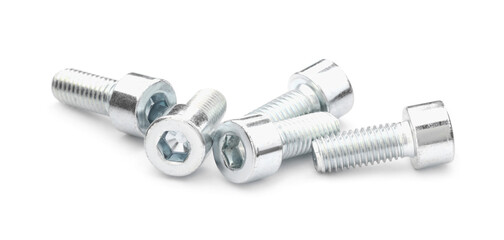 Poster - Metal socket screws isolated on white. Hardware tools