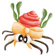 Whimsical Christmas hermit crab - Vibrant Undersea Clipart for Digital Art and Decor