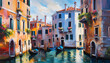 Oil painting impressionism, Venice type paintings, works of art,