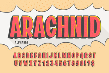 Poster - original 3d comical alphabet design, retro characters set.
