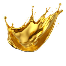 Oil Yellow Gold Water Splashs, Transparent Background Png