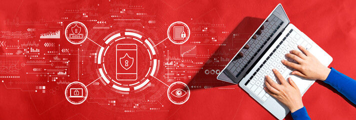 Poster - Data Privacy concept with person using a laptop computer