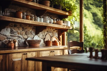 Wall Mural - Rustic kitchen interior background