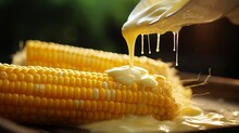 A Mouthwatering Picture Of A Golden Ear Of Corn With Melted Butter And A Sprinkle Of Salt