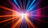 Fototapeta Przestrzenne - 3d render technology abstract colorful high-speed light trails background, High quality photo