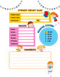 Student Report Card Template with Cute Cartoon Character