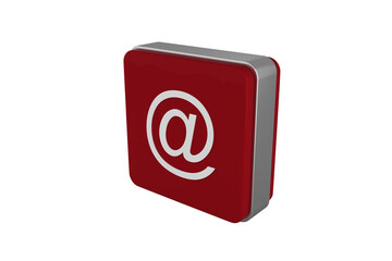 Aufkleber - Digital png illustration of at symbol on red cube on transparent background