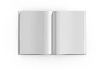 Poster - Digital png illustration of opened white book with copy space on transparent background