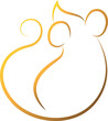 Digital png illustration of yellow mouse with copy space on transparent background