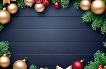 Wall Mural - Christmas and New Year background with fir branches