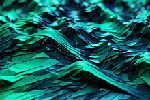 3d Rendering Of Abstract Wavy Surface In Green And Blue Colors