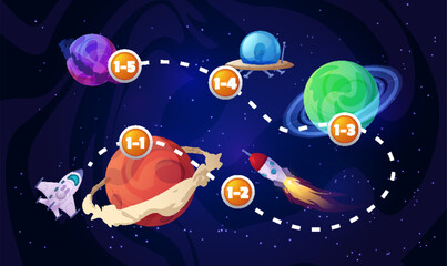 Wall Mural - Fantasy space background, vector illustration on dark, cartoon style
