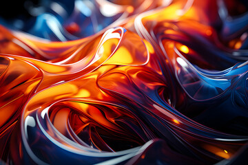 Poster -  Abstract shape against black background, 3D illustration.  Smooth shape 3d rendering , generate AI