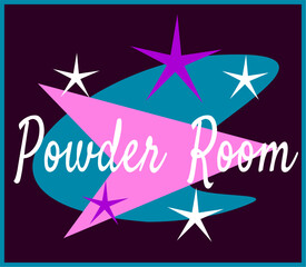 Retro mid-century modern powder room sign