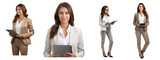 Fototapeta  - female marketing specialist holding an tablet standing