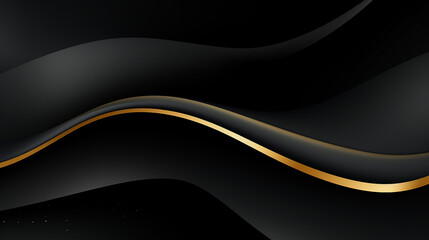 Wall Mural - abstract black background wavy line gold illustration