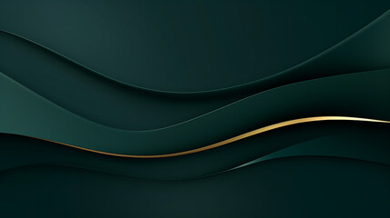 Wall Mural - abstract green luxury background with golden line on dark