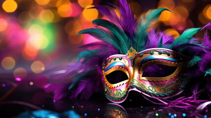 Sticker - mardi gras mask in bokeh effect