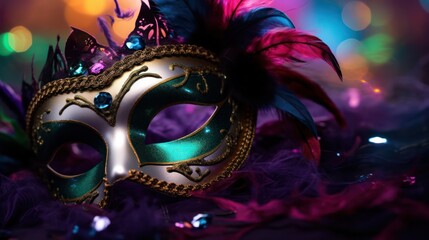 Sticker - Mardi Gras Mask In Bokeh Effect