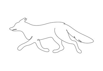 Wall Mural - Fox continuous one line drawing. Animal icon. Isolated on white background vector illustration. Premium vector. 