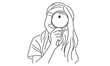 © barnawi - line art of woman with magnifying glass