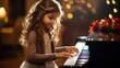 © sirisakboakaew - Cute little girl playing the piano