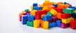 Colorful plastic blocks toy isolated on white background. AI generated image