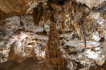 stalactites of crystal grottoes (grutas de cristal), teruel in spain