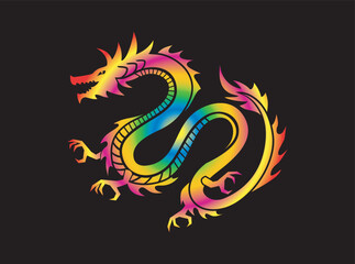 Wall Mural - Colorful Chinese Dragon, vector image. Ready to Print