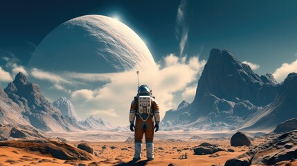 Poster - Astronaut on an Earth like planet.