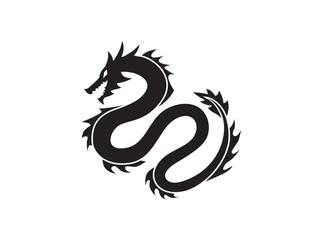 Wall Mural - Chinese Dragon icon vector in black and white colors