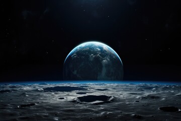 Poster - Earth rising over the lunar surface.