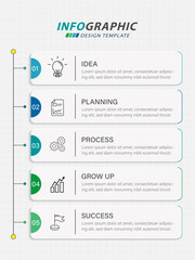 Poster - Timeline Creator infographic template. 5 Step timeline journey, calendar Flat simple infographics design template. presentation graph. Business concept with 5 options, gantt vector illustration.	