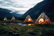 Native American wigwams in mountains