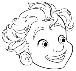 Poster - Smiling Cartoon Boy with Cute Outline