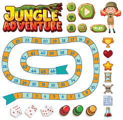 Poster - Jungle Adventure: A Snakes and Ladders Game Template