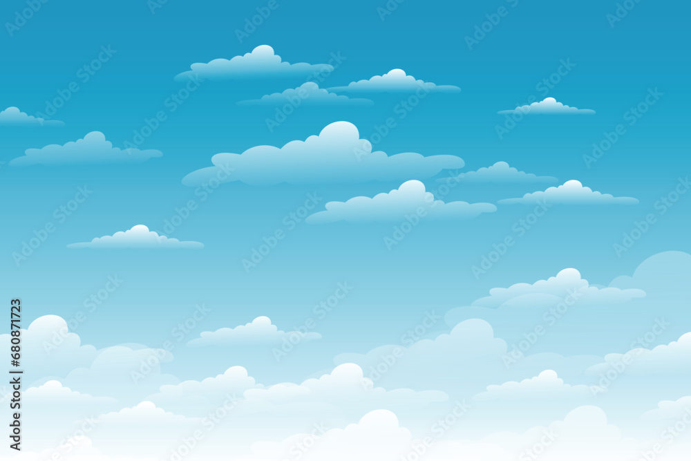 Beautiful sky background with white clouds Stock Vector | Adobe Stock