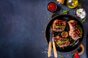 Wall Mural - Grilled beef steak with herb and spices