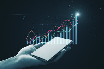 Aufkleber - Mobile trading platform concept with holographic financial chart