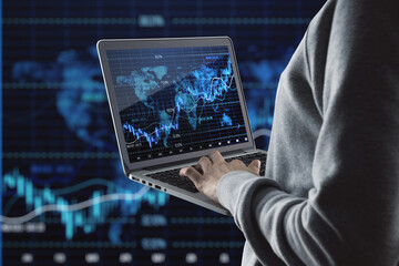 Aufkleber - Laptop showing stock market analysis on screen