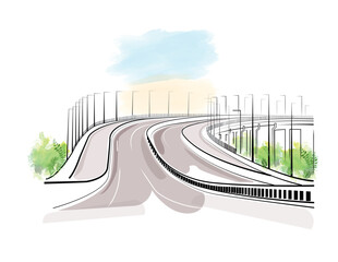 Illustration Art of Dhaka Elevated Expressway. Elevated Expressway