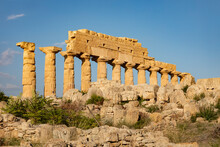 Italy, Sicily, Selinunte, Exterior Of Ancient Greek Temple