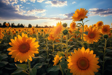 Sunflower Field At Sunrise
