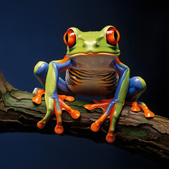 Sticker - Tree frog on a branch, in excited style